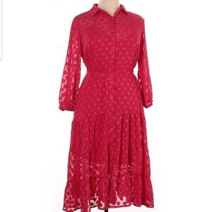 NWT New York & Company pink Polka Dot 3/4 sleeve dress  women's size XL (257)